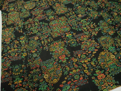 平和屋着物●上質な小紋　花唐草文　黒地　正絹　逸品　CABI2068yc