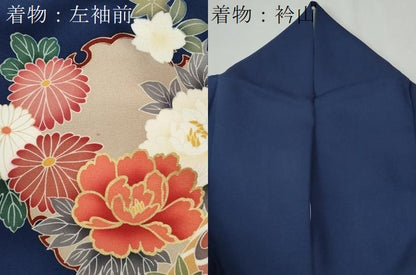 平和屋着物●豪華振袖・長襦袢セット　駒刺繍　鬘帯鼓雪輪吉祥花文　金彩　正絹　逸品　CABI2071yc