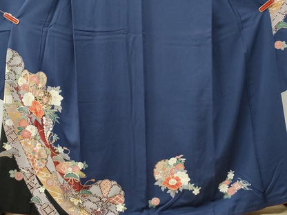 平和屋着物●豪華振袖・長襦袢セット　駒刺繍　鬘帯鼓雪輪吉祥花文　金彩　正絹　逸品　CABI2071yc