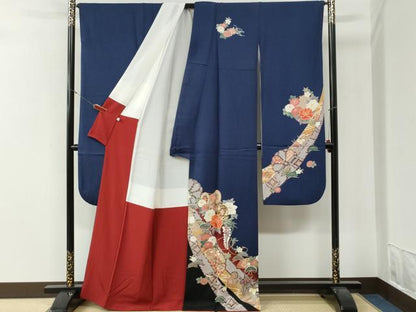 平和屋着物●豪華振袖・長襦袢セット　駒刺繍　鬘帯鼓雪輪吉祥花文　金彩　正絹　逸品　CABI2071yc