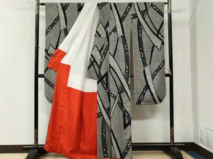 平和屋着物●豪華振袖・長襦袢セット　総絞り　吉祥文　黒地　正絹　逸品　CABI2073yc