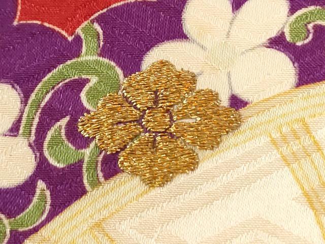 平和屋本店●アンティーク　大正ロマン　振袖・長襦袢セット　飛鶴宝尽くし吉祥文　金彩　正絹　逸品　CABI2074yc