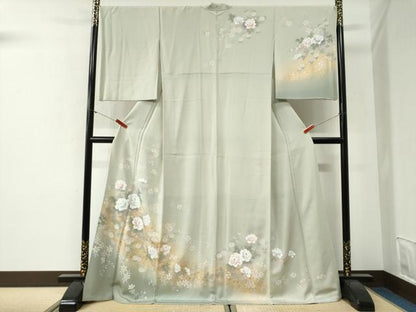 平和屋着物●訪問着　牡丹花文　暈し染め　金彩　ロング丈　正絹　逸品　CABI2076yc