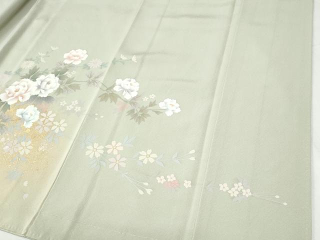 平和屋着物●訪問着　牡丹花文　暈し染め　金彩　ロング丈　正絹　逸品　CABI2076yc