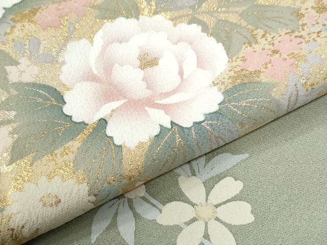 平和屋着物●訪問着　牡丹花文　暈し染め　金彩　ロング丈　正絹　逸品　CABI2076yc