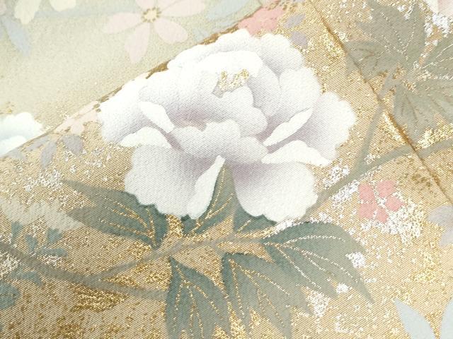 平和屋着物●訪問着　牡丹花文　暈し染め　金彩　ロング丈　正絹　逸品　CABI2076yc