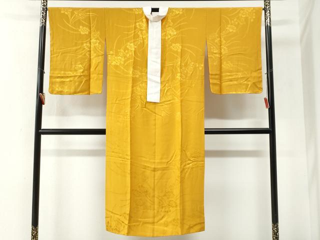 平和屋着物●長襦袢　無双仕立て　草花地紋　山吹色　正絹　逸品　未使用　CABI2079yc