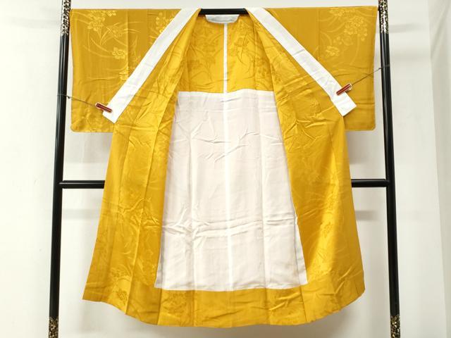平和屋着物●長襦袢　無双仕立て　草花地紋　山吹色　正絹　逸品　未使用　CABI2079yc