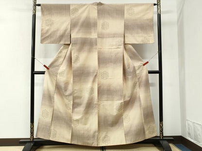 平和屋着物●結城紬　80亀甲　飛び亀甲柄　市松亀甲花文　正絹　逸品　CABI2082yc