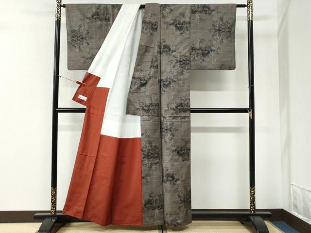 平和屋着物●本場大島紬　9マルキ　草花文　やまと誂製　正絹　逸品　CABI2086yc