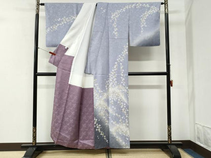 平和屋着物●訪問着　舞桜文　暈し染め　金彩　正絹　逸品　未使用　CABI2089yc