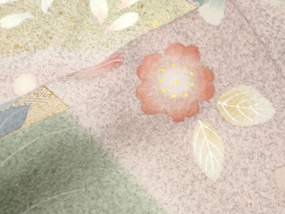 平和屋着物●訪問着　刺繍　エ霞草花文　暈し染め　金彩　正絹　逸品　CABI2092yc