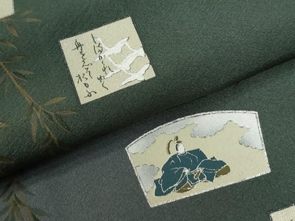 平和屋着物●色留訪問着　御所車人物風景文　暈し染め　銀彩　ロング丈　正絹　逸品　未使用　CABI2093yc