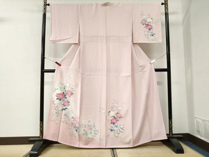 平和屋着物●訪問着　友禅　枝牡丹花文　暈し染め　正絹　逸品　CABI2095yc