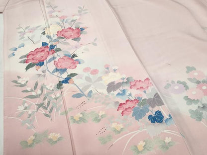 平和屋着物●訪問着　友禅　枝牡丹花文　暈し染め　正絹　逸品　CABI2095yc
