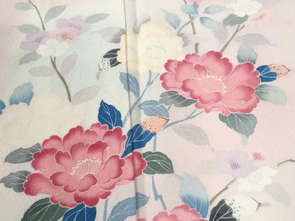 平和屋着物●訪問着　友禅　枝牡丹花文　暈し染め　正絹　逸品　CABI2095yc