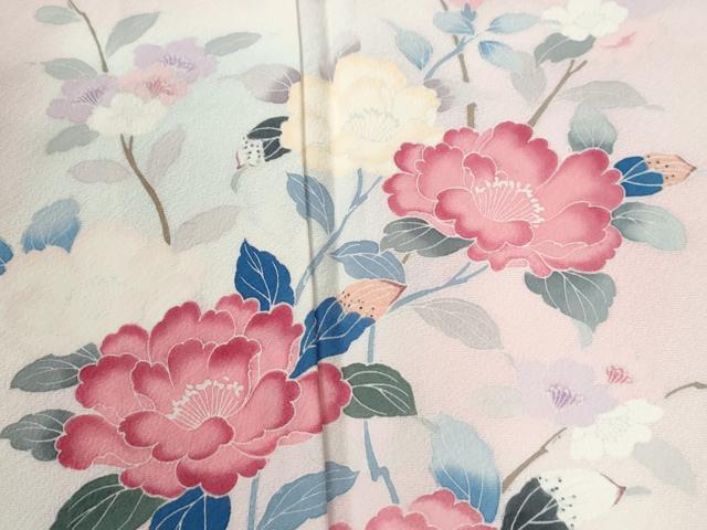平和屋着物●訪問着　友禅　枝牡丹花文　暈し染め　正絹　逸品　CABI2095yc