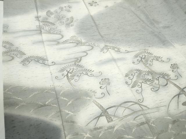 平和屋着物●訪問着　紬地　雪芝花唐草文　正絹　逸品　CABI2097yc