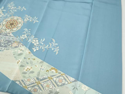 平和屋着物●訪問着　駒刺繍　吉祥花唐草文　金彩　ロング丈　正絹　逸品　CABI2104yc