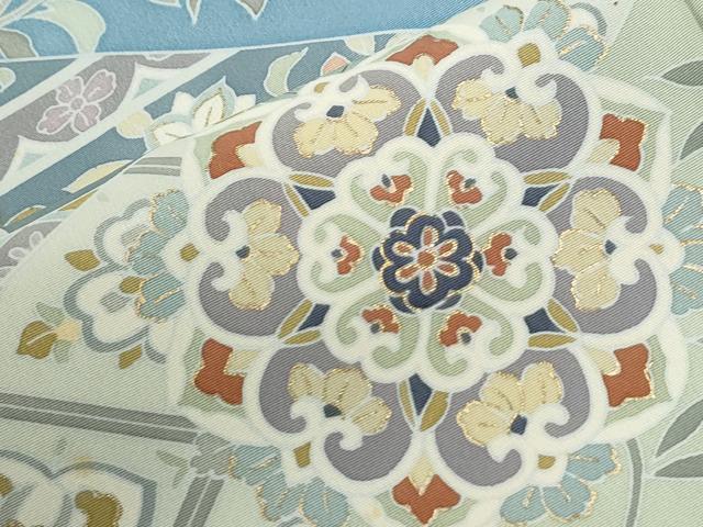 平和屋着物●訪問着　駒刺繍　吉祥花唐草文　金彩　ロング丈　正絹　逸品　CABI2104yc