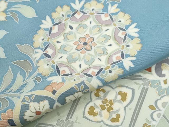 平和屋着物●訪問着　駒刺繍　吉祥花唐草文　金彩　ロング丈　正絹　逸品　CABI2104yc