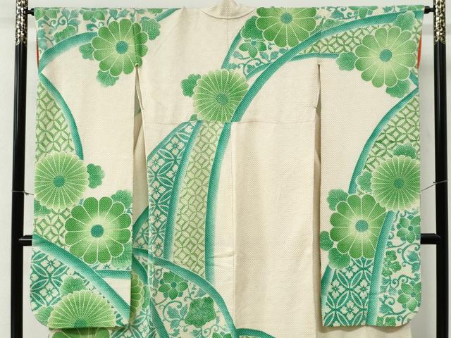 平和屋着物●名門　藤娘きぬたや・総絞り　振袖　花唐草文　正絹　逸品　CABI2106yc