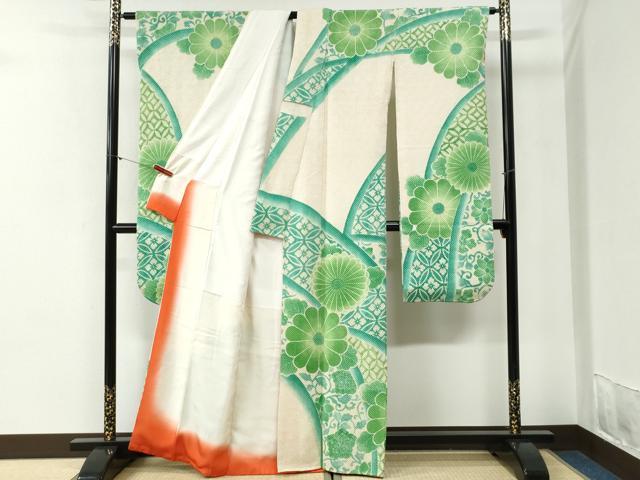 平和屋着物●名門　藤娘きぬたや・総絞り　振袖　花唐草文　正絹　逸品　CABI2106yc