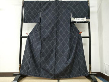 平和屋着物●古代手摺紬　菱文　証紙付き　正絹　逸品　未使用　CABI2109yc