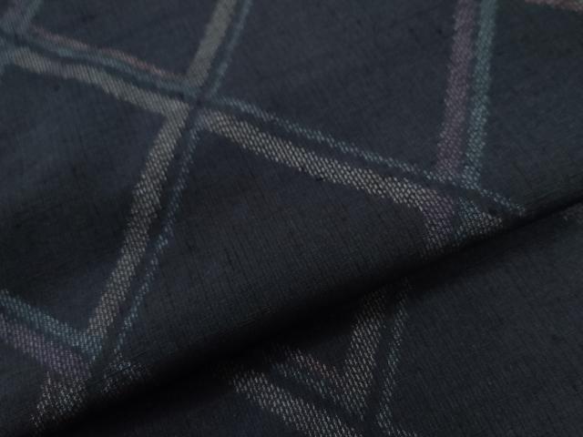 平和屋着物●古代手摺紬　菱文　証紙付き　正絹　逸品　未使用　CABI2109yc