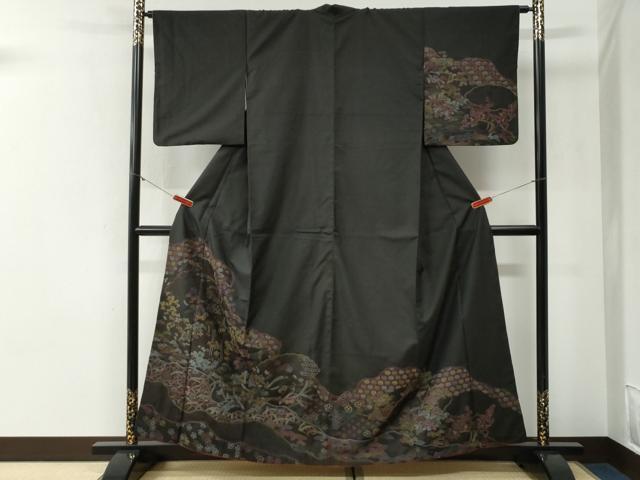 平和屋着物●訪問着　本場大島紬　総刺繍　正絹　逸品　CABI2111yc