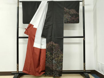 平和屋着物●訪問着　本場大島紬　総刺繍　正絹　逸品　CABI2111yc