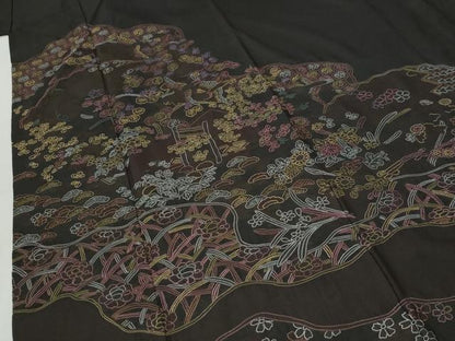 平和屋着物●訪問着　本場大島紬　総刺繍　正絹　逸品　CABI2111yc