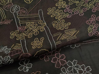 平和屋着物●訪問着　本場大島紬　総刺繍　正絹　逸品　CABI2111yc