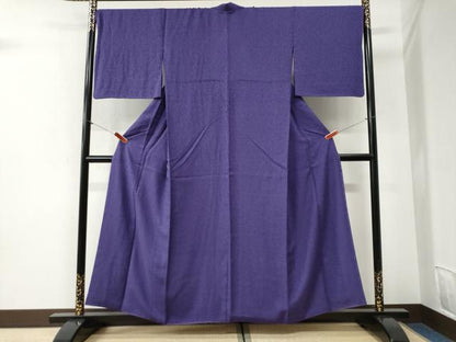 平和屋着物●上質な色無地　唐草地紋　深紫色　正絹　逸品　CABI2113yc