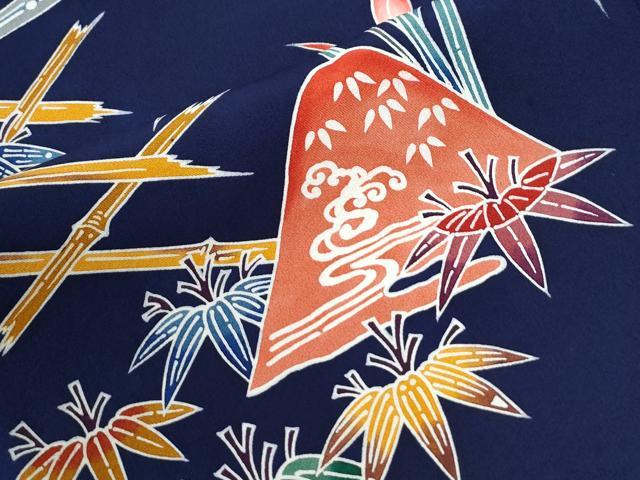 平和屋着物●訪問着　紅型　遠山流水竹垣草花文　正絹　逸品　CABI2114yc