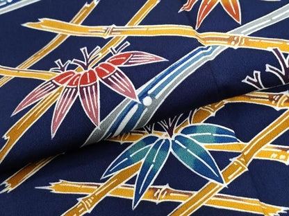 平和屋着物●訪問着　紅型　遠山流水竹垣草花文　正絹　逸品　CABI2114yc