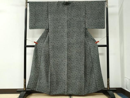 平和屋着物●江戸小紋　作家物　牡丹唐草文　黒地　正絹　逸品　CABI2117yc