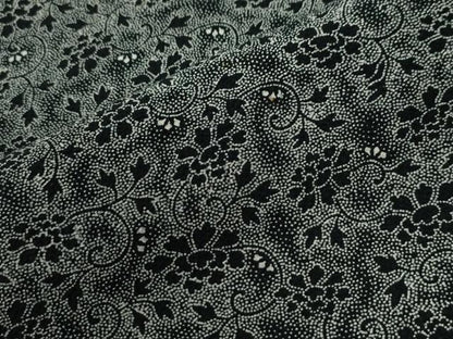 平和屋着物●江戸小紋　作家物　牡丹唐草文　黒地　正絹　逸品　CABI2117yc