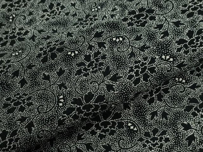 平和屋着物●江戸小紋　作家物　牡丹唐草文　黒地　正絹　逸品　CABI2117yc