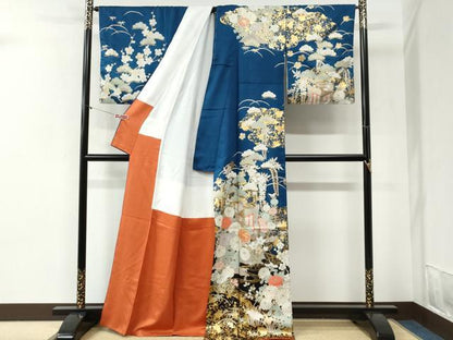 平和屋着物●訪問着　駒刺繍　流水松竹梅御所車花文　金彩　正絹　逸品　CABI2123yc