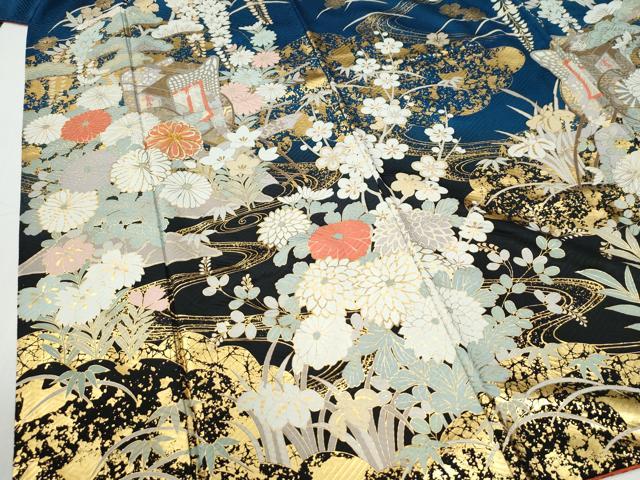 平和屋着物●訪問着　駒刺繍　流水松竹梅御所車花文　金彩　正絹　逸品　CABI2123yc