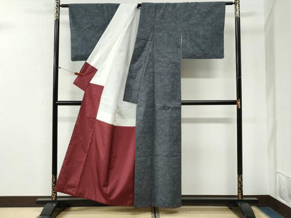 平和屋着物●結城紬　80亀甲　草花文　正絹　逸品　CABI2124yc