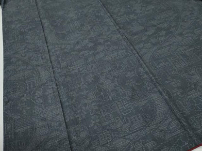 平和屋着物●結城紬　80亀甲　草花文　正絹　逸品　CABI2124yc