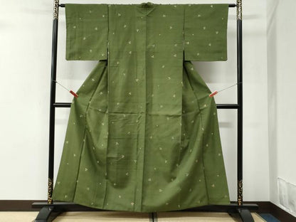 平和屋着物●上質な紬　総刺繍　枝葉文　正絹　逸品　CABI2126yc