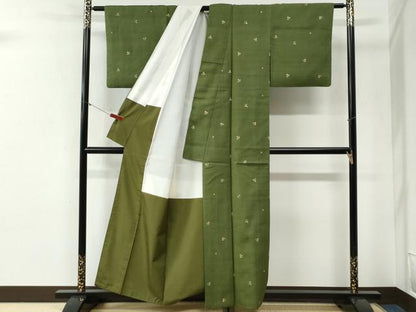 平和屋着物●上質な紬　総刺繍　枝葉文　正絹　逸品　CABI2126yc