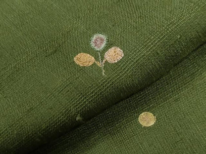 平和屋着物●上質な紬　総刺繍　枝葉文　正絹　逸品　CABI2126yc