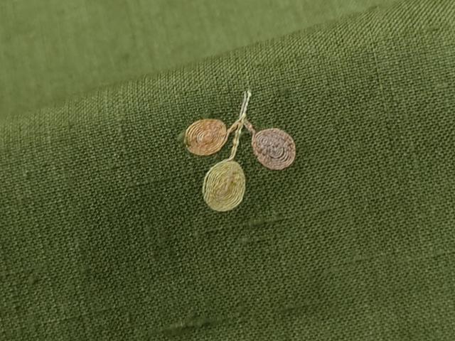 平和屋着物●上質な紬　総刺繍　枝葉文　正絹　逸品　CABI2126yc