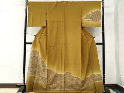 平和屋着物●訪問着　更紗花唐草文　暈し染め　ロング丈　正絹　逸品　CABI2127yc