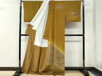 平和屋着物●訪問着　更紗花唐草文　暈し染め　ロング丈　正絹　逸品　CABI2127yc