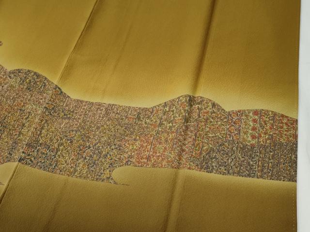 平和屋着物●訪問着　更紗花唐草文　暈し染め　ロング丈　正絹　逸品　CABI2127yc